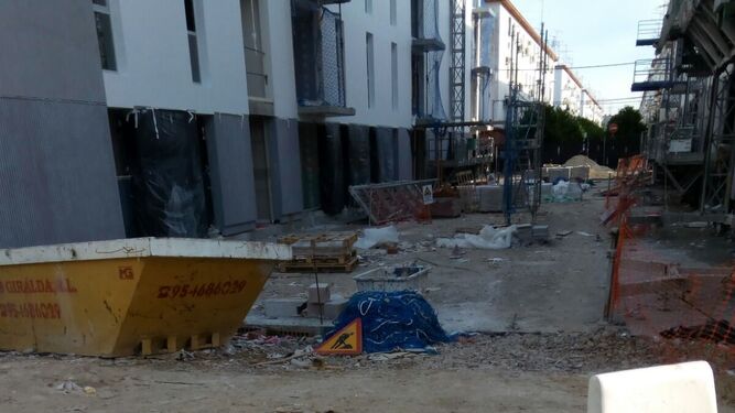 Las obras de viviendas en Los Pajaritos, antes de reactivarse.