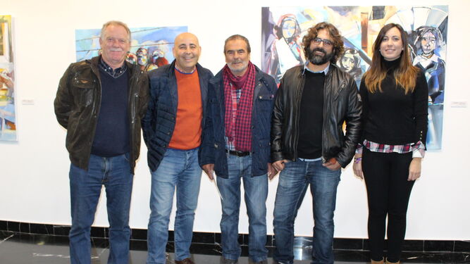 Alclde de Huércal-Overa junto a la concejal de cultura y el artista Javier Mena.