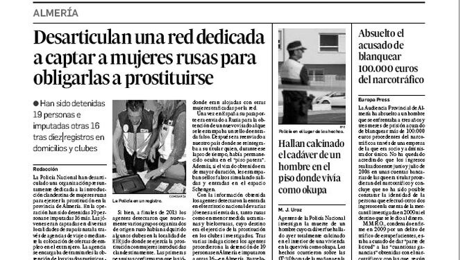 Diario de Almería se hizo eco en el año 2014 de la operación policial.