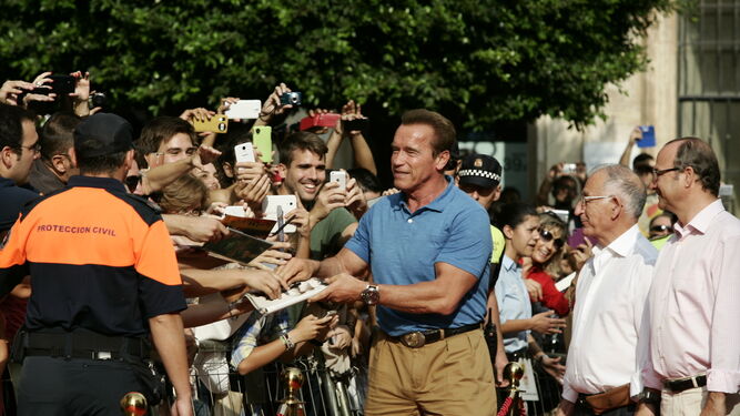 El actor Arnold Schwarzenegger visito Almería en septiembre del año 2014.