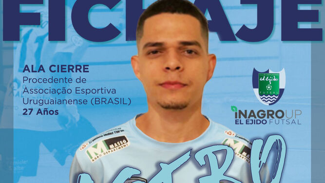 Cartel con el que El Ejido Futsal anunciaba la incorporación del ala cierre Evaristo Castro.