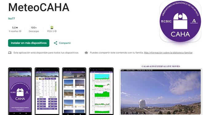 Ya te puedes descargar la 'app' con imágenes en directo e información meteorológica del Calar Alto