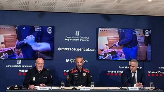 Rueda de prensa de los Mossos d'Esquadra, la Policía Nacional y la policía portuguesa.