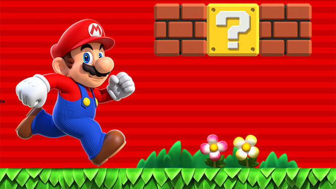 Super Mario , en plena carrera para una promoción del juego de móviles 'Super Mario Run'.