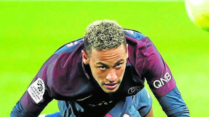 Neymar, en el partido del domingo pasado ante el Olympique de Lyon.