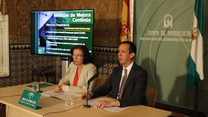 La delegada del Gobierno en Andalucía, Gracia Fernáncez, junto al delegado de Salud, José María Martín.