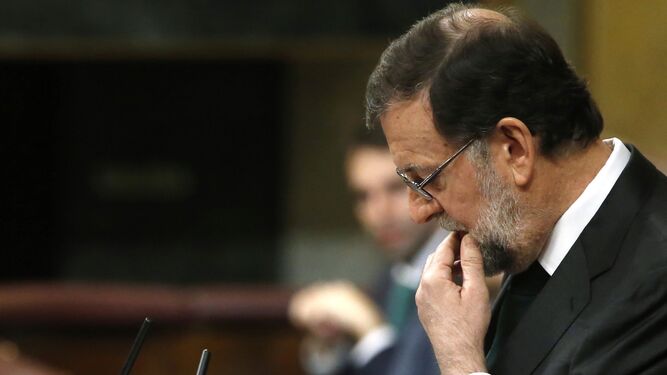 Mariano Rajoy, antes de su intervenci&oacute;n.
