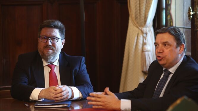 El ministro de Agricultura, Luis Planas, y el consejero andaluz del ramo, Rodrigo Sánchez Haro, ayer en Madrid.