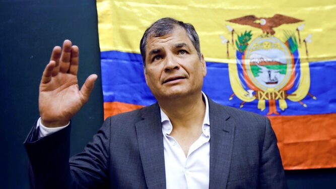 El ex presidente de Ecuador Rafael Correa, a su llegada a un acto ayer en la Universidad Complutense de Madrid.