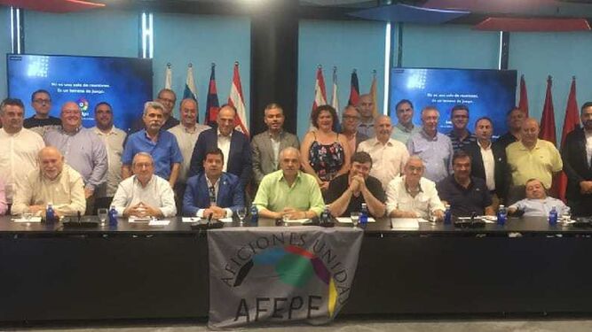 José Manuel Lermos, con los presidentes de AFEPE en la LaLiga