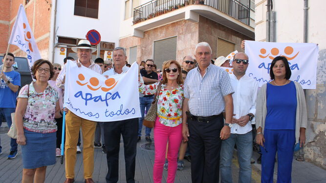 Responsables de Apafa y los alcaldes de los municipios de Los Vélez durante la manifestación hace unas semanas.