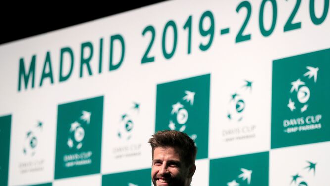 Gerard Pique, durante el acto de presentación de Madrid como sede de las dos próximas ediciones de la Copa Davis.
