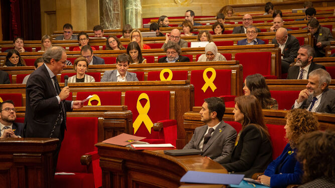 Torra se dirige e ironiza con Arrimadas: "Bienvenida Cataluña".