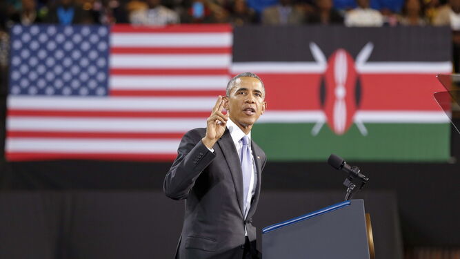 Barak Obama durante un discurso.