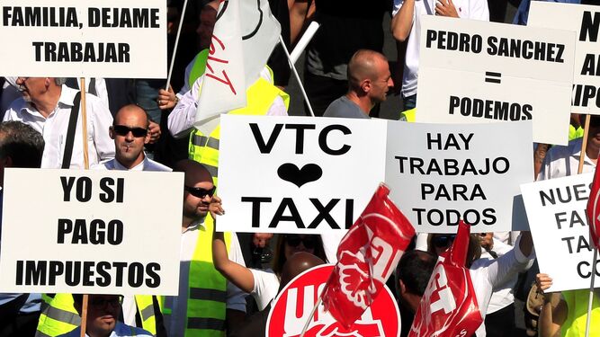 Protesta de conductores de VTC en julio.