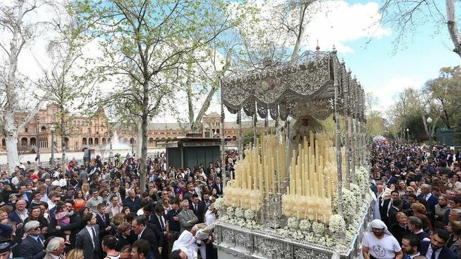 El palio de la hermandad de la Paz, una de las cofradías del Domingo de Ramos sevillano