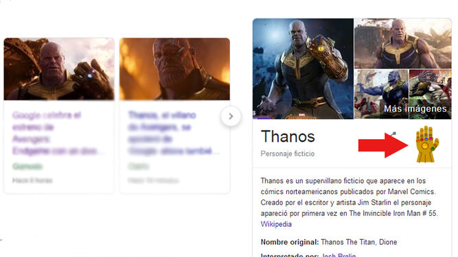 Google rinde homenaje a 'Vengadores: Endgame' con un huevo de pascua sobre Thanos