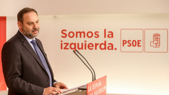 José Luis Ábalos, en la sede del PSOE en Ferraz.