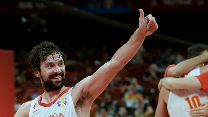 Sergio Llull celebra la clasificación par la final del Mundial de Baloncesto
