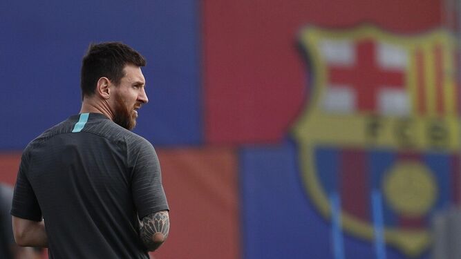 Leo Messi en el entrenamiento