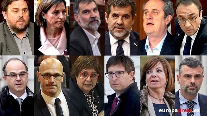 Montaje con los rostros de los líderes independentistas del 1-O y presos del 'procés'