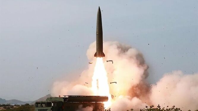 Uno de los misiles lanzados recientemente en Corea del Norte