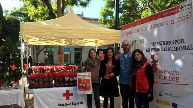 Cruz Roja y Almería Centro reparten pascueros por la inserción laboral