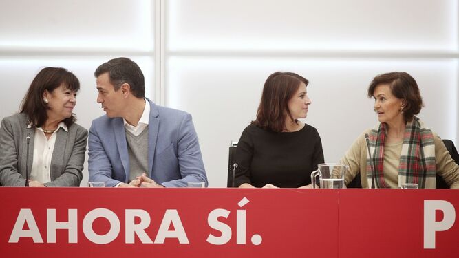 Pedro Sánchez, en la Ejecutiva del PSOE de este viernes.