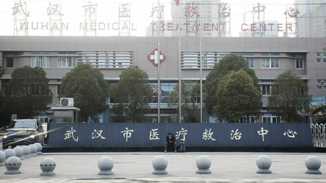 Fachada del hospital de Wuhan, en China.