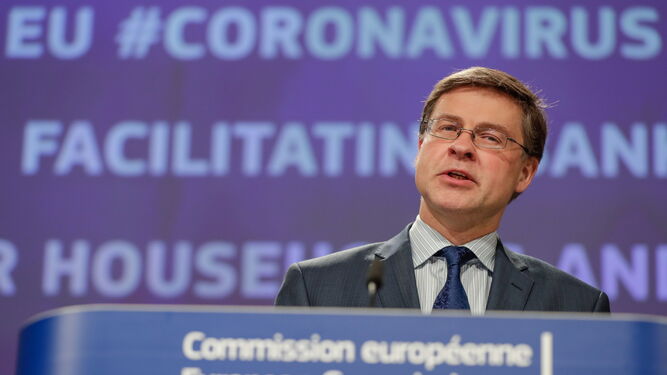 Valdis Dombrovskis, este martes en Bruselas.