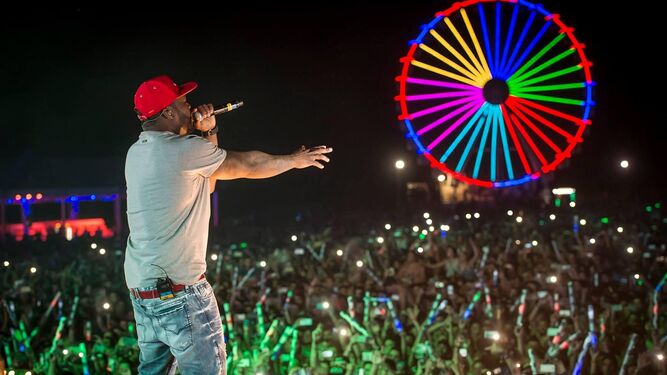 El artista 50 Cent durante su actuación en Dreambeach Villaricos.