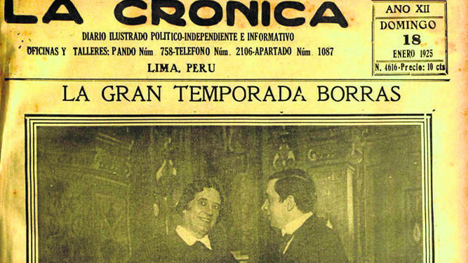Portada del periódico La Crónica del año 1925 donde aparece como noticia principal Francisco Villaespesa