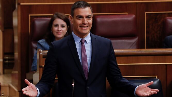 Pedro Sánchez, durante su intervención en la primera sesión de control al Gobierno tras el estado de alarma.