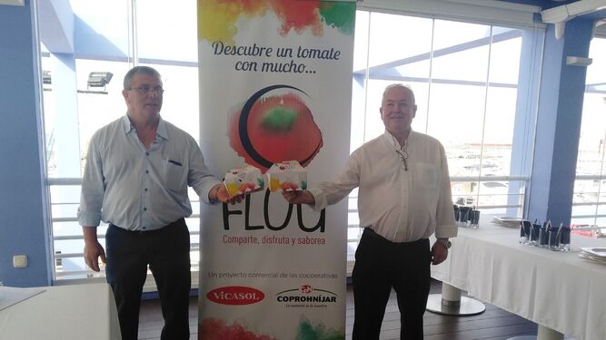 Juan Antonio González, presidente de Vicasol, y Juan Segura de Coprohníjar en la presentación de Flou