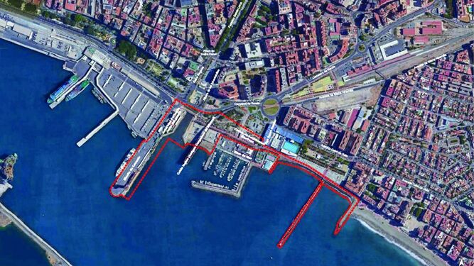 En rojo, el espacio del Puerto que pasará a ser de la ciudad