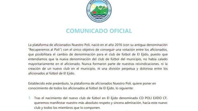 'Nuestro Poli', primera peña oficial del CD El Ejido