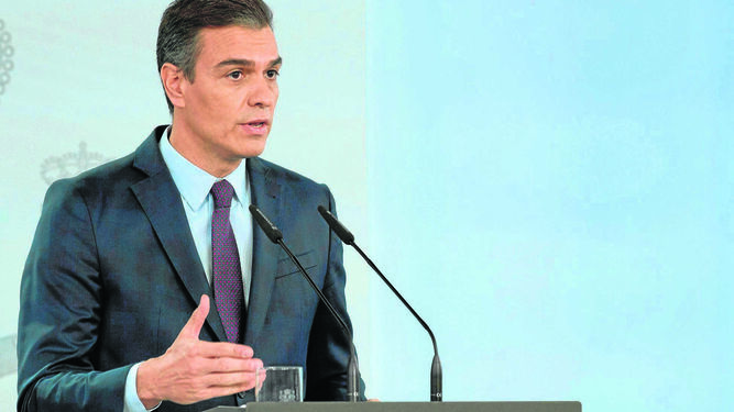 Pedro Sánchez, este viernes en su intervención en la Moncloa.