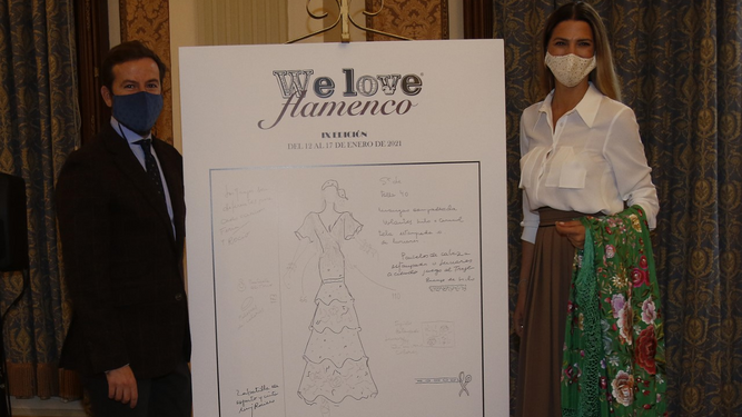 Javier Villa y Laura Sánchez durante la presentación del cartel de We Love Flamenco.