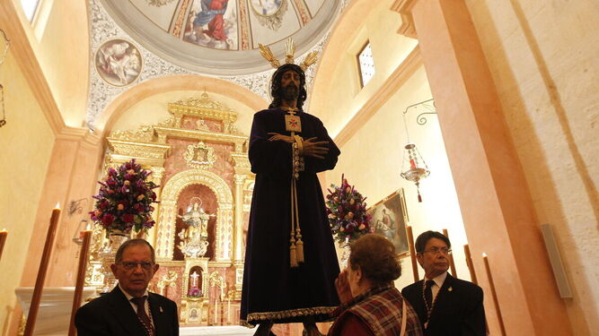 La imagen de Jesús Cautivo de Medinaceli durante su Besapiés del primer viernes de marzo.
