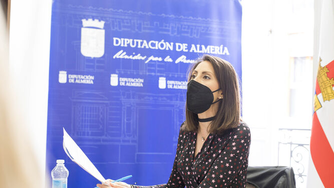 Carmen Belén López durante la lectura del manifiesto.