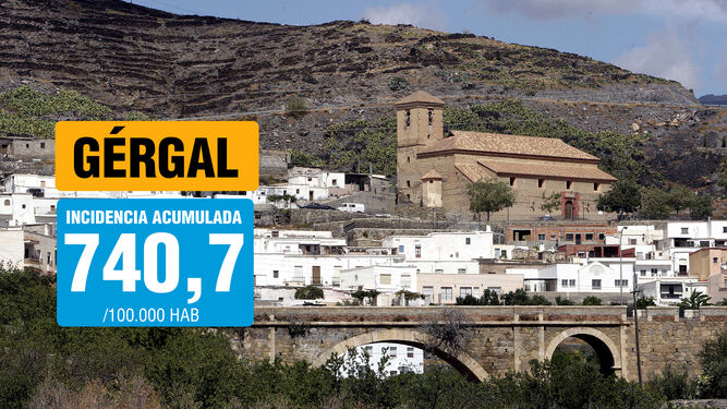 Gérgal tiene una tasa de incidencia acumulada de 740,7 casos por 100.000 hab.