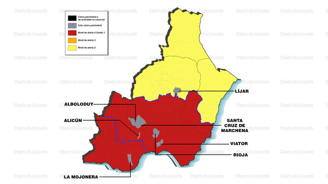 Mapa COVID en Almería: siete municipios con cierre perimetral.