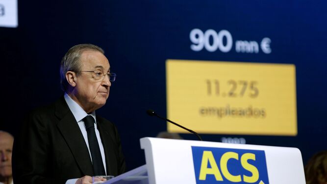 Imagen de archivo del presidente de ACS , Florentino Pérez, durante su intervención en una junta de accionistas de la compañía.