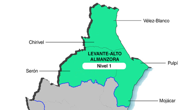 El Distrito Levante-Alto Almanzora está en nivel 1 desde este jueves.