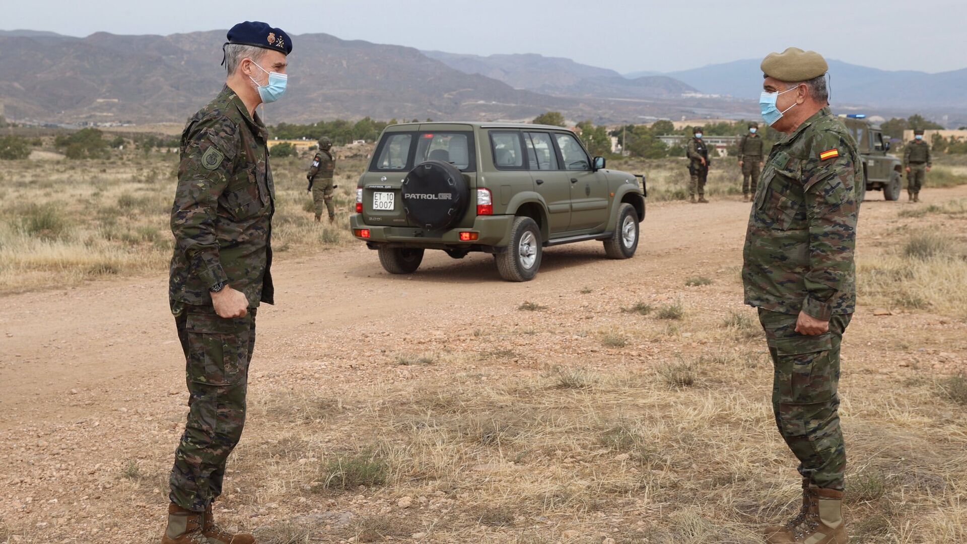 El Rey Felipe VI asiste a un ejercicio militar de la Brigada 2035 en Viator