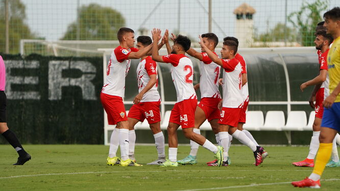 Celebración del 1-0 de la UD Almería.