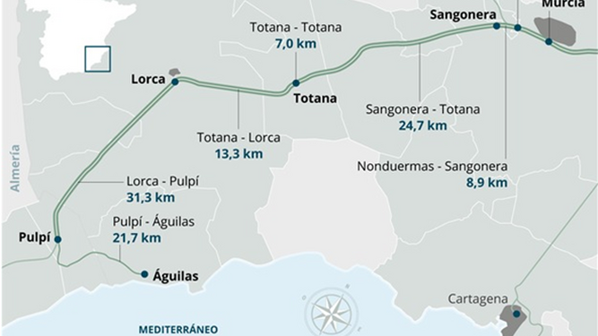 La conexión AVE entre Almería y Murcia cuesta 3.000 millones de euros