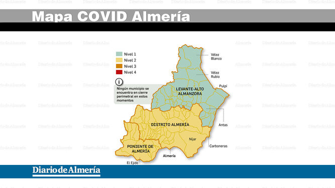 El mapa COVID de Almería en vigor desde el 2 de septiembre de 2021.