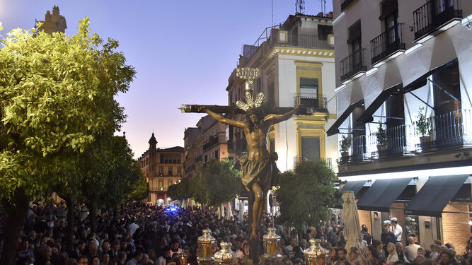 El Cristo de la Conversión, en el Vía Crucis del Consejo de Cofradías de Sevilla de 2019.