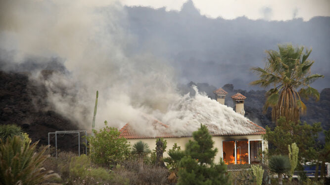 Una de las viviendas arrasadas por el volcán Cumbre Vieja